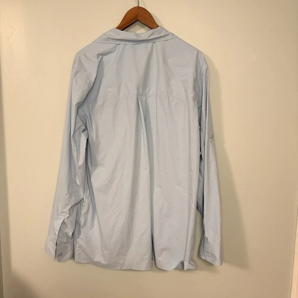 LANDS' END MEN'S UPF 50 OUTRIGGER WOVEN SWIM TEE RASH GUARD BLUE SHIRT  SIZE XL